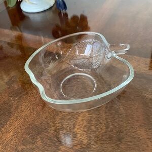 Apple Shaped Glass Bowl Candy Desert Trinket Dish Textured Leaf Indonesia